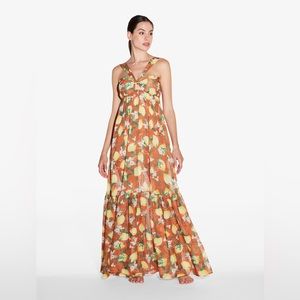La Perla AMALFI TWIST Orange Printed Maxi Dress NWT